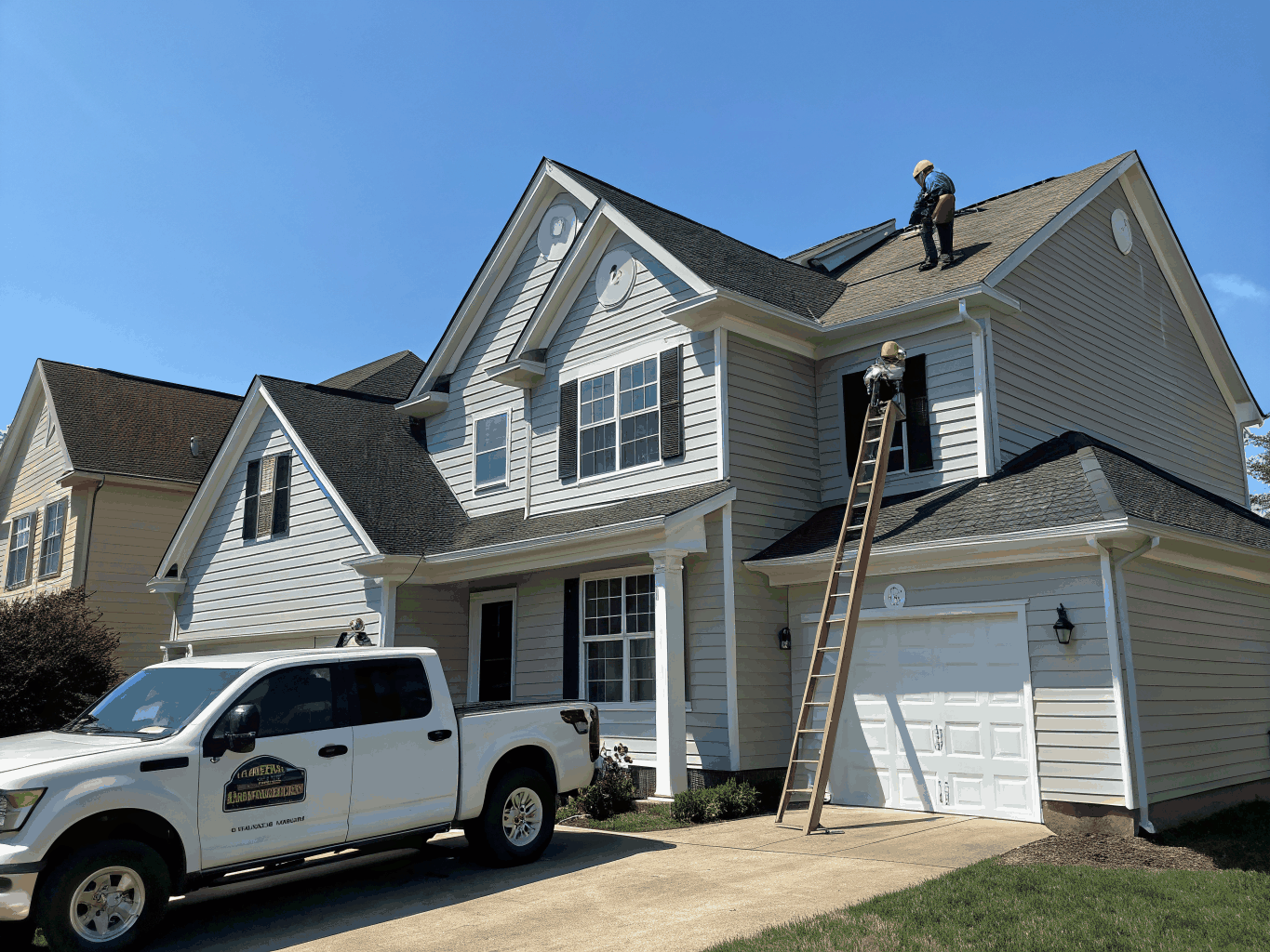 Modern Colonial after siding replacement