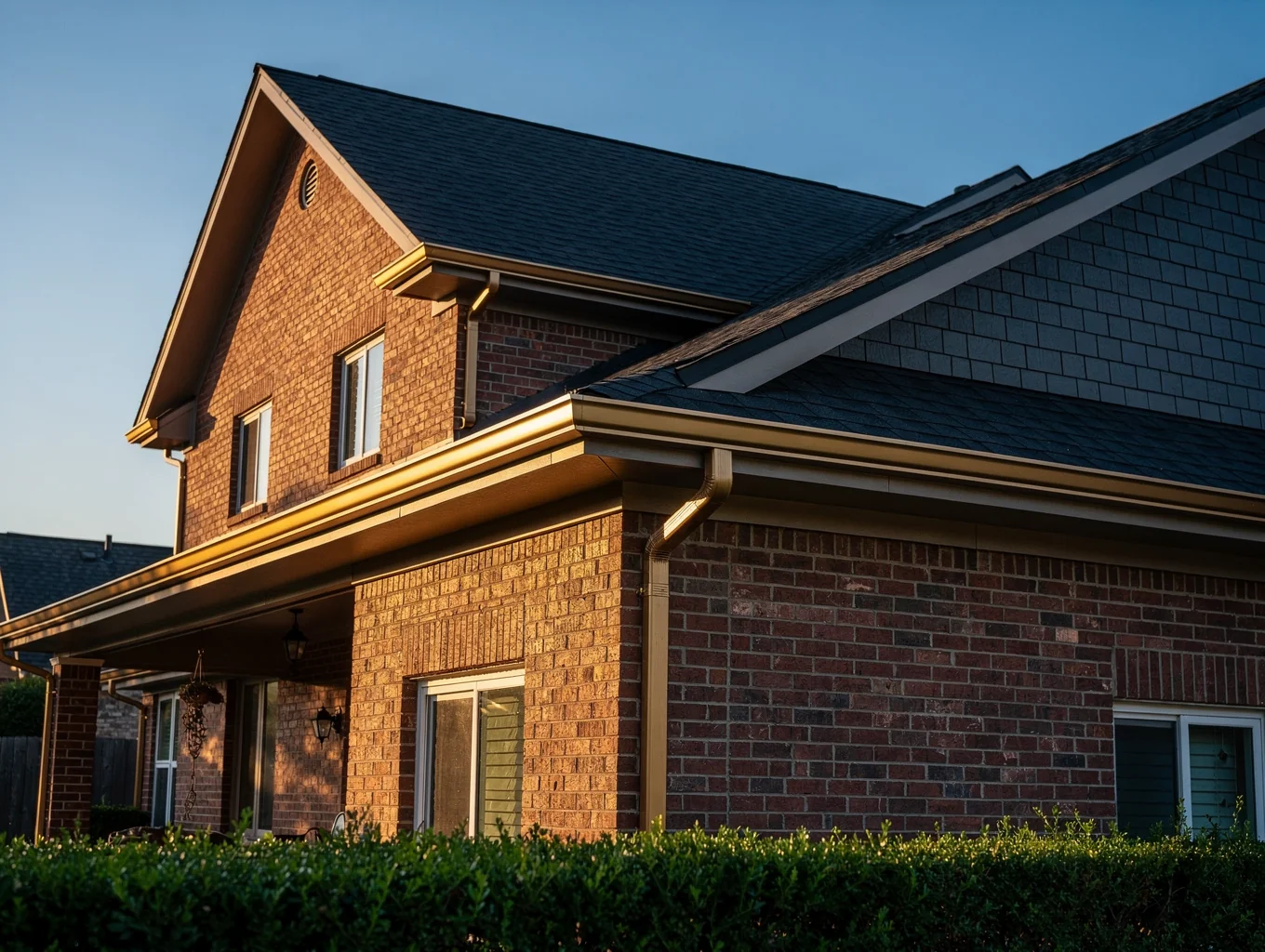 Clean, functional seamless gutters on a traditional home